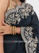 Cut Work Border Dark Peacock Blue Silk Saree